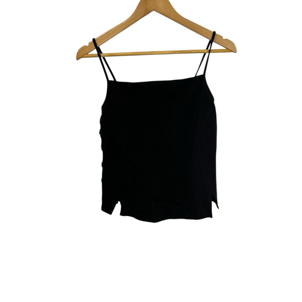 Women's Meadow Rue by Anthropologie Black Tank Top M Button Detail Short